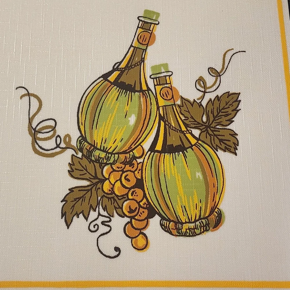 MCM‎ Set Of 4 Soft Cork Backed Placemats Settings By Sayco. Grapes. Wine. Italy.